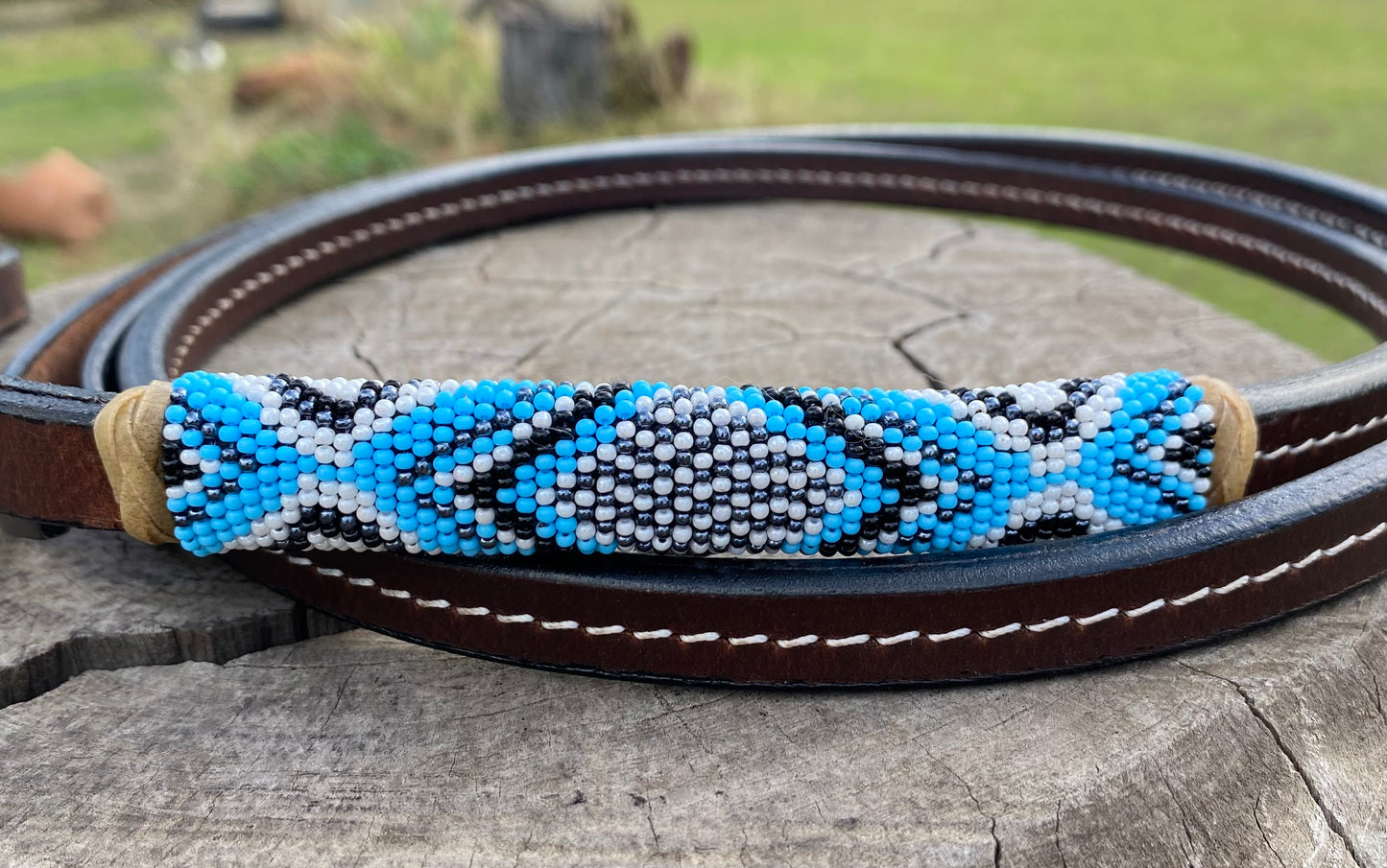 Leather Under Over Whip - Blue