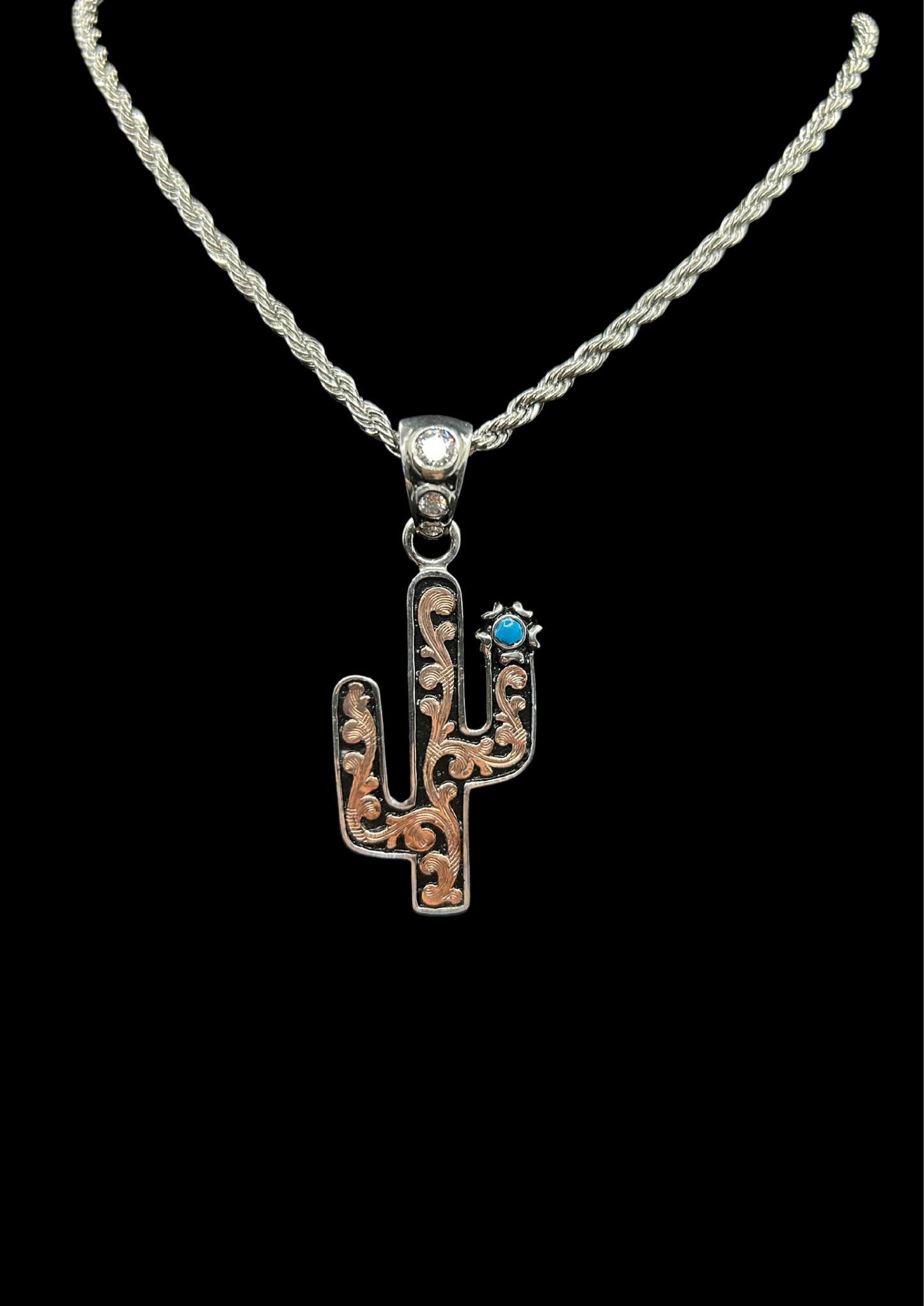 Cactus Pendant with Turquoise stone