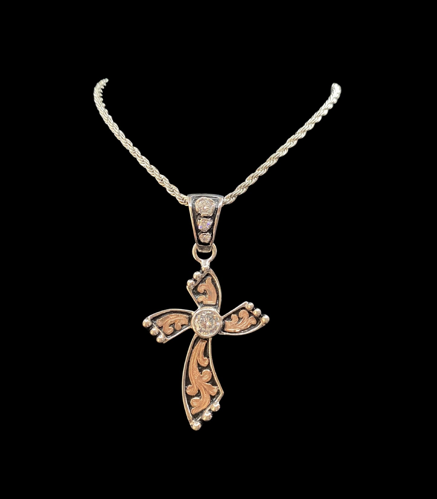 Cross Pendant With Clear Stone