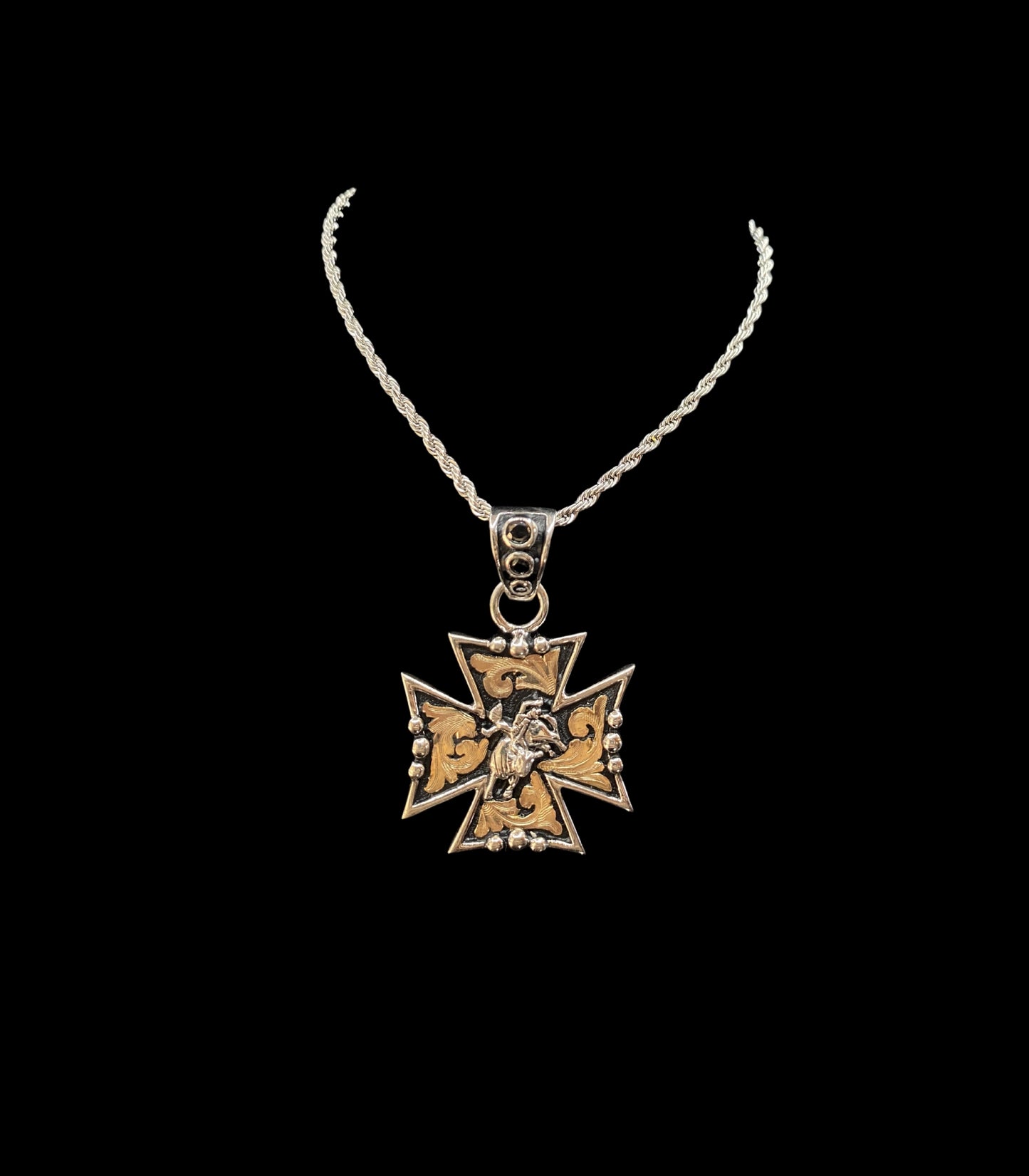 Cross Pendant With Bull Rider