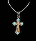 Cross Pendant With Turquoise Stones