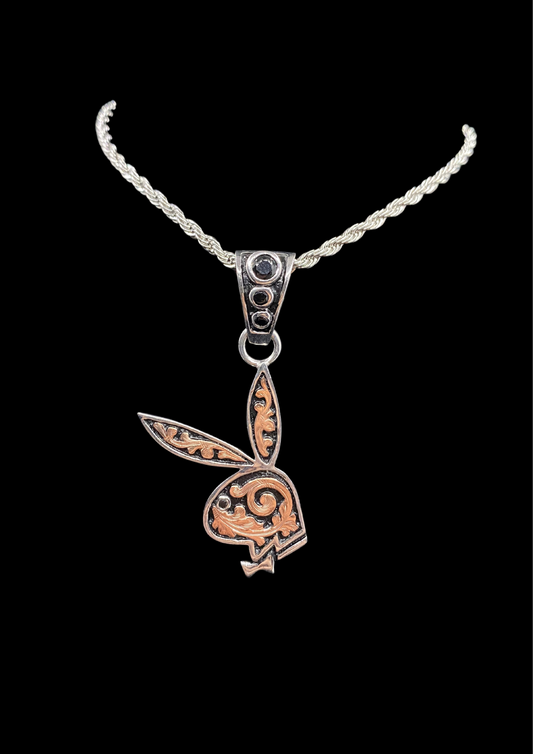 Playboy Bunny Pendant with Black Stone