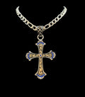 Cross Pendant With Blue Stones