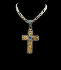 Cross Pendant with Blue Stone
