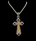Cross Pendant With Blue Stones