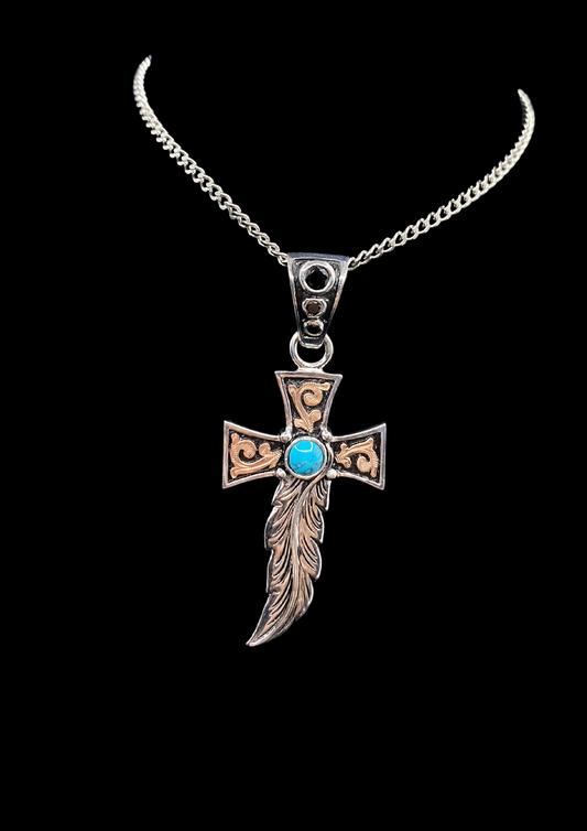 Cross Pendant with Turquoise Stone