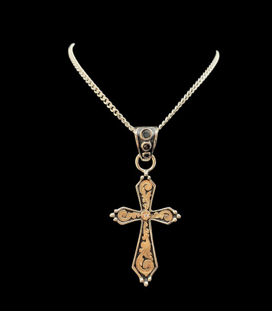 Cross Pendant With Clear Stone