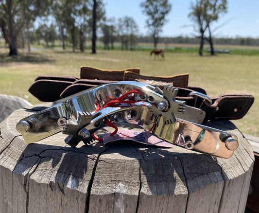 3" Shank Adult Bull Riding Spurs, Straps and Rowels