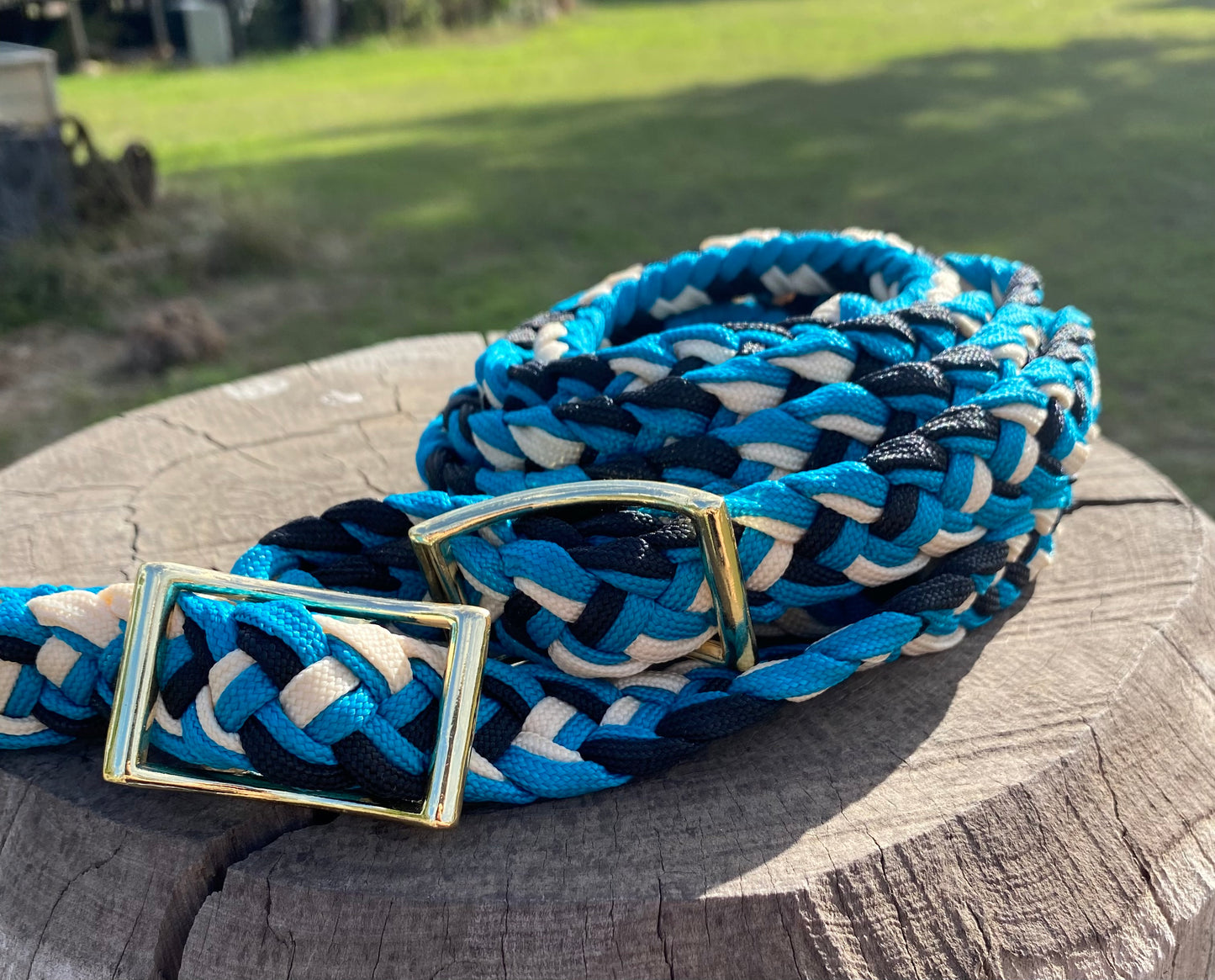 Barrel Reins - Blue and White