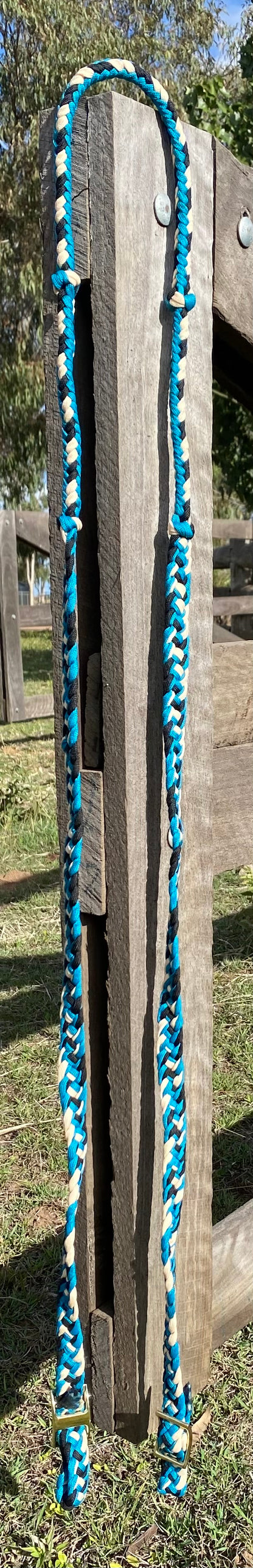 Barrel Reins - Blue and White