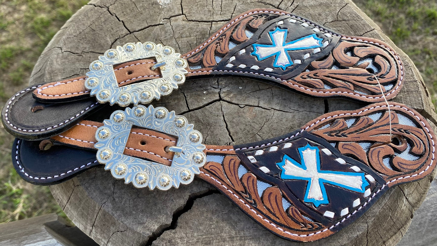 Painted Leather Spur Straps