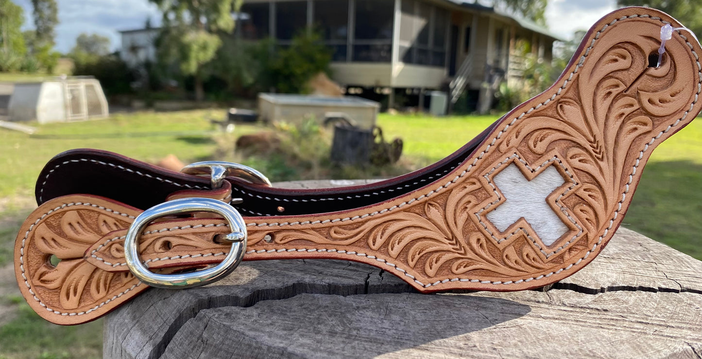 Leather Spur Straps with Cowhide