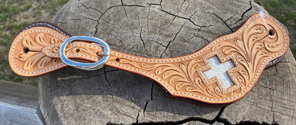 Leather Spur Straps with Cowhide