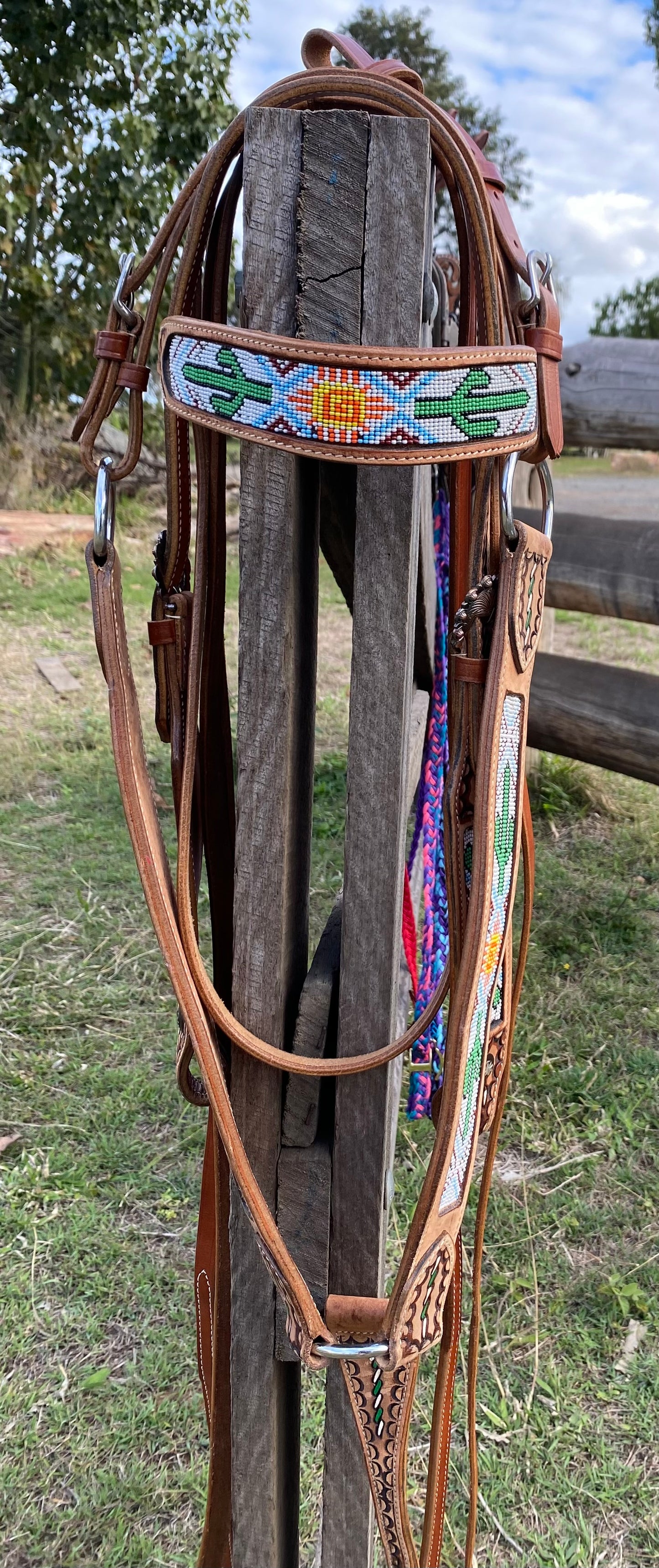 Beaded Leather Tack Set