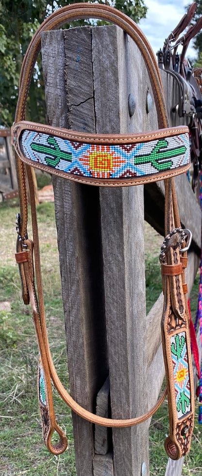 Beaded Leather Tack Set