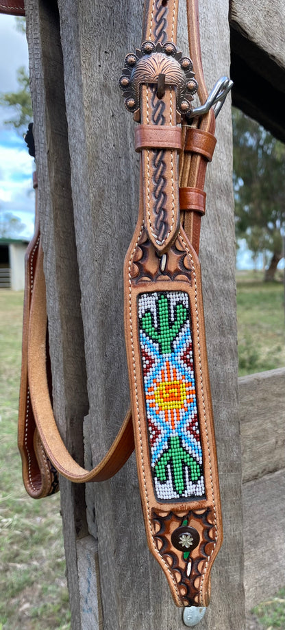 Beaded Leather Tack Set